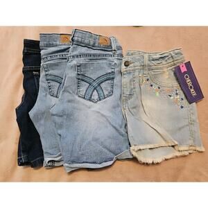 Jordache Cherokee Faded Glory Girls Size 8 Denim Shorts Lot of 4 Bermuda